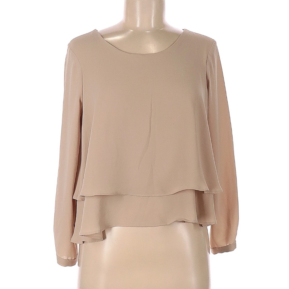 Zara Elegant Cream Crepe Layered Women's Blouse Size Medium